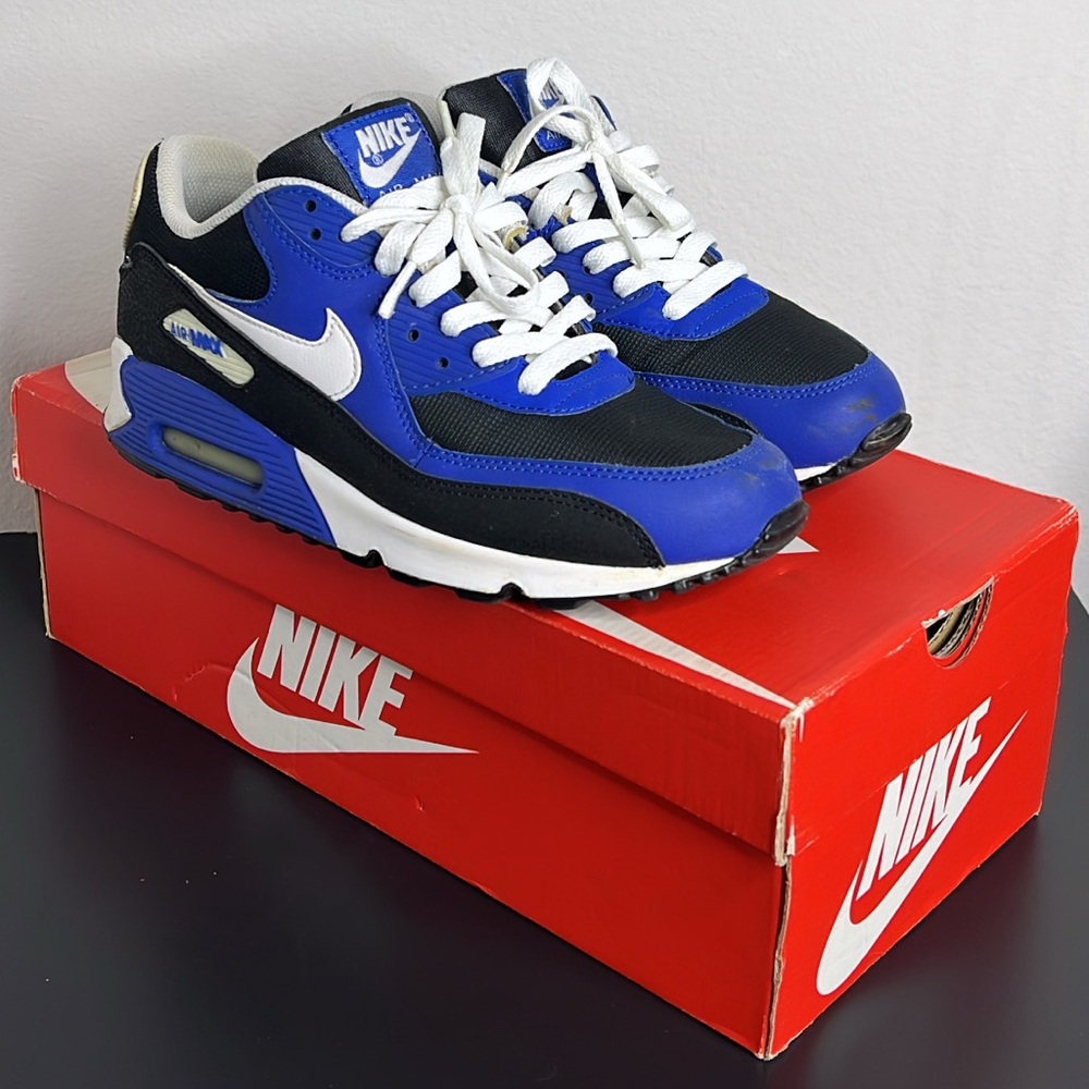 Nike Kids Air Max 90 Royal Blue and Black Sneakers